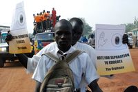 Southern Sudanese rally on the streets of the southern capital, Juba, on December 9, 2010, in advance of a landmark independence referendum.