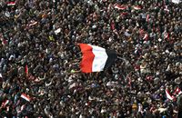 Hundreds of thousands of Egyptian anti-government demonstrators crowd Cairo's Tahrir Square on February 8, 2011