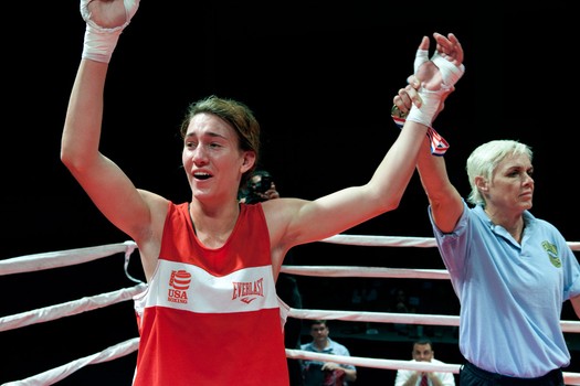 Mikaela Mayer winning her final bout at the Golden Gloves National Tournament to secure her place in the Olympic Trials.