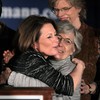 Rep. Michele Bachmann (R-MN) hugs her mother Jean LaFave after announcing during a news conference she is ending her campaign for Republican presidential candidate 