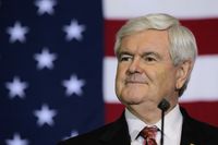 Republican presidential candidate and former Speaker of the House Newt Gingrich speaks at a Space Coast Town Hall Meeting