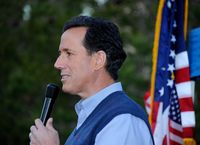 Republican presidential candidate and former U.S. Sen. Rick Santorum speaks at a town hall meeting at the Tea Party and Republicans Uniting Nevada Conservatives