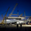 The space shuttle Enterprise gets set up for its trip to NYC.