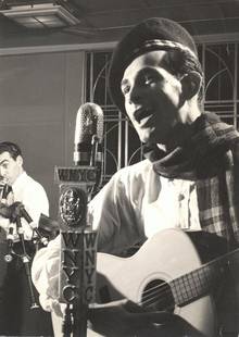 Oscar Brand in the studio, 1945