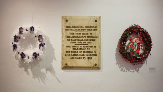 Wreaths are on display at the Arsenal Gallery on Fifth Avenue and 64th Street.