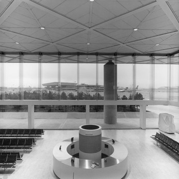 An interior shot of I.M. Pei’s National Airlines Terminal at JFK airport.