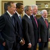 Presidents George H. W. Bush, George W. Bush, Bill Clinton, Jimmy Carter, and then President-elect Barack Obama.