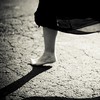 running away in a dress feet