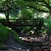 Footbridge over river flowing into Calf Hey Reservoir (Fairy Glen), Haslingden Lancashire