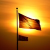 American flag at dusk