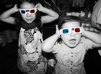 3-d 3d glasses, girls