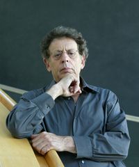 Philip Glass poses on 05 September 2005 at the theatre of Erfurt, Germany