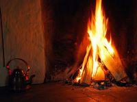 yule log fire fireplace burning
