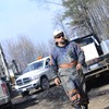 A Massey worker walks above Massey Energy's Upper Big Branch Coal Mine Wednesday, April 7, 2010 in Montcoal, West, Virginia.