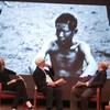 Voices from Burma at the Asia Society (left to right): Law Eh Soe, Deborah Eisenberg, Amitav Ghosh, Wallace Shawn, and Kathryn Grody