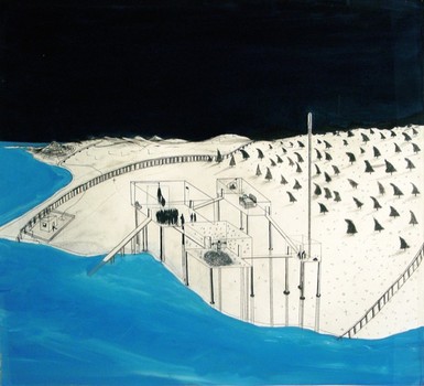 At SoHo's Drawing Center, a show that explores the idea of the day job. Above, Raul J. Mendez's 'Vexingly Placeless,' a mixed media work from 2007.