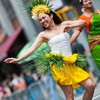 A performer does a traditional Polynesian dance at the NYDP 2010.