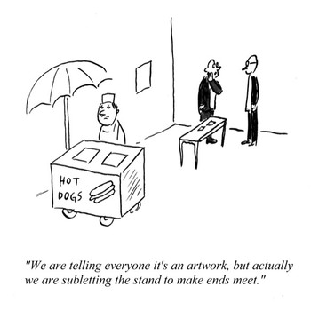 Pablo Helguera's 'Artoons' skewer art industry craziness. A collection of these works is now on display at John Jay College.