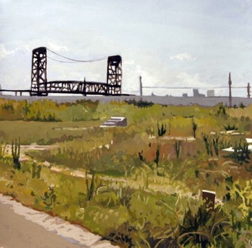 Also at the gallery: A solo exhibit of the work of Eric Heist, who examines acts of victimization — be they natural or human-spawned. Above, his 2010 gouache, 'Bridge.'