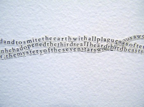Hitchcock used a copy of the Koran to recreate the entire text of the Book of Revelation — weaving it along the gallery walls.