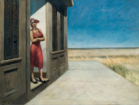 Edward Hopper conveyed solitude and stillness in his works—all of it drenched with a sense of foreboding. Above, 'South Carolina Morning,' from 1955.
