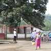 The street in front of the hospital on Sunday morning 