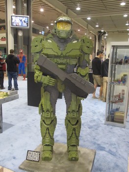 Comic Con isn't just about comics. At the Megablocks display, there was a statue of Master Chief from the video game Halo.
