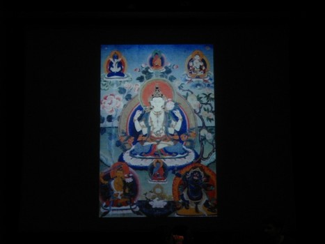 At around 11 P.M., a docent led us on a guided 'art meditation,' during which we focused on this early 20th century image of Avalokiteshvara — alternately studying details and closing our eyes.