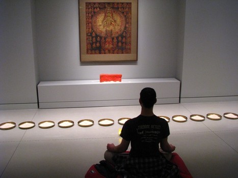 One visitor took advantage of the late evening hours to meditate in front of the works. Many of the museum's works are intended as tools for meditation.