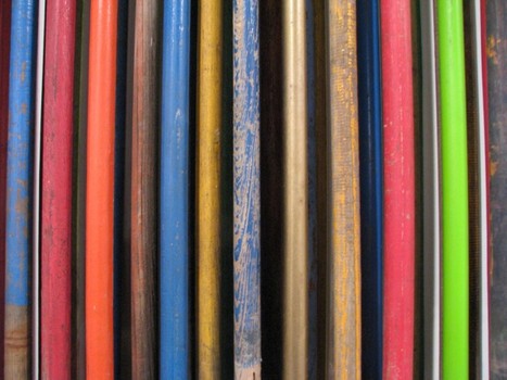 Using broom handles found in Mexico City, artist Thomas Glassford (with the Sicardi Gallery, in Houston) created a color field abstraction. A powerful use of a simple material.