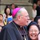 Every year during the parade, Archbishop Timothy Dolan greets Italian-American parade-goers outside St. Patrick’s Cathedral.