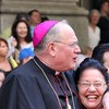 Every year during the parade, Archbishop Timothy Dolan greets Italian-American parade-goers outside St. Patrick’s Cathedral.