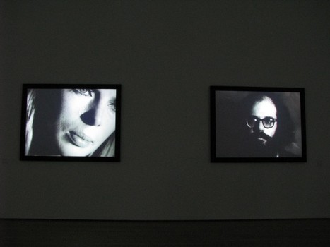 Another install shot of the 'Screen Tests' — featuring Velvet Underground crooner Nico (left) and Beat poet Allen Ginsburg.