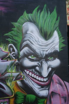 Meres, the curator of 5Pointz, spray painted the Joker from Batman.