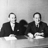 Jascha Heifetz (right) with former WQXR music director Abram Chasins
