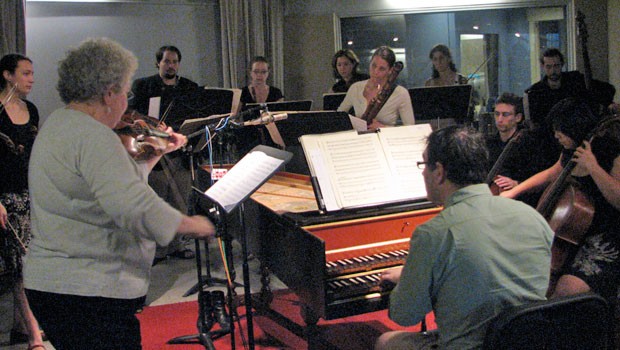 Members of Juilliard415 performing in the WQXR studios