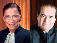 Supreme Court Justices Ruth Bader Ginsburg and Antonin Scalia.