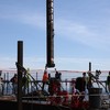 Lowering a column at One World Trade Center on April 30, 2012, making it the tallest building in New York City at 1,271 feet.