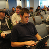 Bertrand Bodson, head of global digital marketing for EMI, sits in the front row at the Hackers' Weekend