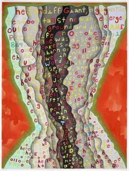 Also in Williamsburg, the drawings of John O'Connor go on display at Pierogi. Shown here, the ink and pencil drawing 'Cardiff Giant,' from 2009.