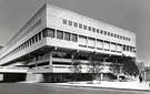 The original façade of the Julliard School was set back from the street by a large expanse of pavement (filling the triangle created by Broadway).
