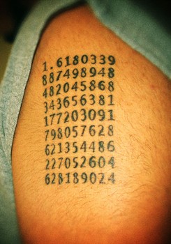 Milad Khongar’s tattoo of the numerical value of the golden ratio.