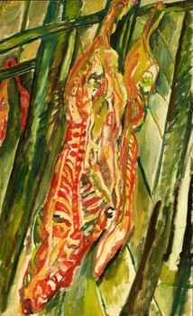 Soutine's most iconic works consisted of a series of paintings showing sides of beef. Bacon would later do the same. Above, Soutine's 'The Beef,' a work from 1920.