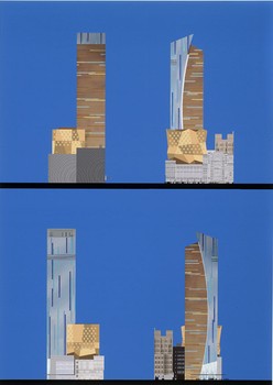 This computer generated print shows the Westin New York Hotel in Times Square that Laurinda Spear designed (1994-2002).