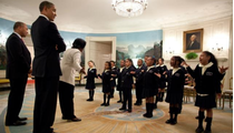 Students from Orchard Gardens K-8 Pilot School in Boston perform Martin Luther King Jr.'s 'I Have A Dream' speech for President Obama in the White House