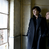  Benedict Cumberbatch as Sherlock Holmes, with Martin Freeman as Watson.