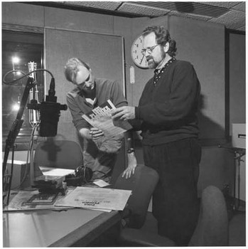 John Schaefer and Paul Plishka in the studio, 1991
