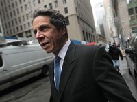 New York Attorney General Andrew Cuomo leaves a press conference about recalled Toyota cars February 24, 2010