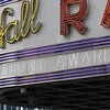 Radio City Music Hall with the Tony Awards on the marquee