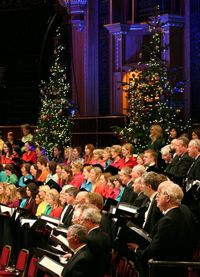 The Bach Choir performs John Rutter's Christmas music with the Royal Philharmonic at the Royal Albert Hall